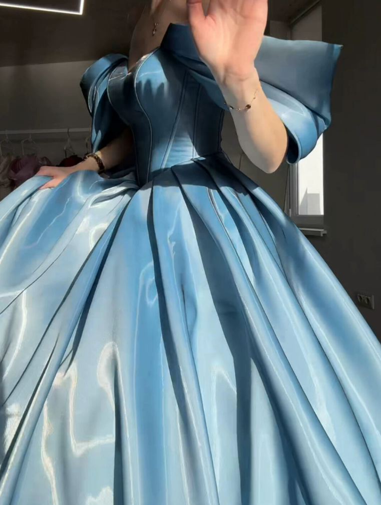 Robe de bal de princesse bustier à volants en satin long, robe de soirée C8117