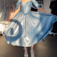 Robe de bal de princesse bustier à volants en satin long, robe de soirée C8117