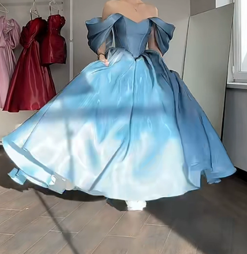 Robe de bal de princesse bustier à volants en satin long, robe de soirée C8117