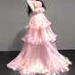 Robe de bal de princesse bustier à volants en satin long, robe de soirée C8117
