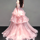 Robe de bal de princesse bustier à volants en satin long, robe de soirée C8117
