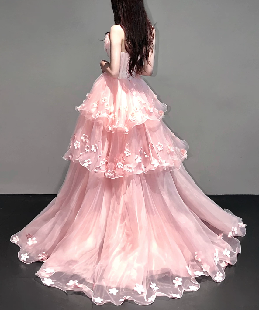 Robe de bal de princesse bustier à volants en satin long, robe de soirée C8117