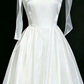Enchanting Spaghetti Straps Prom Dress White Satin A-Line Evening Dress C9894