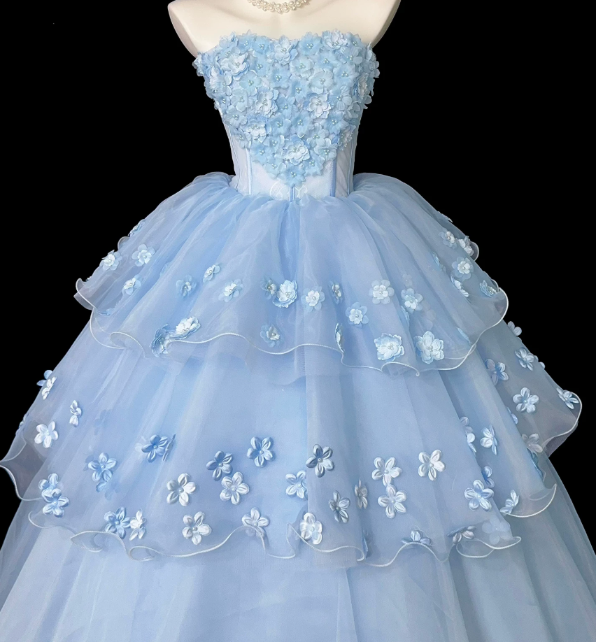 Robe de bal de princesse bustier à volants en satin long, robe de soirée C8117