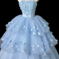 Robe de bal de princesse bustier à volants en satin long, robe de soirée C8117