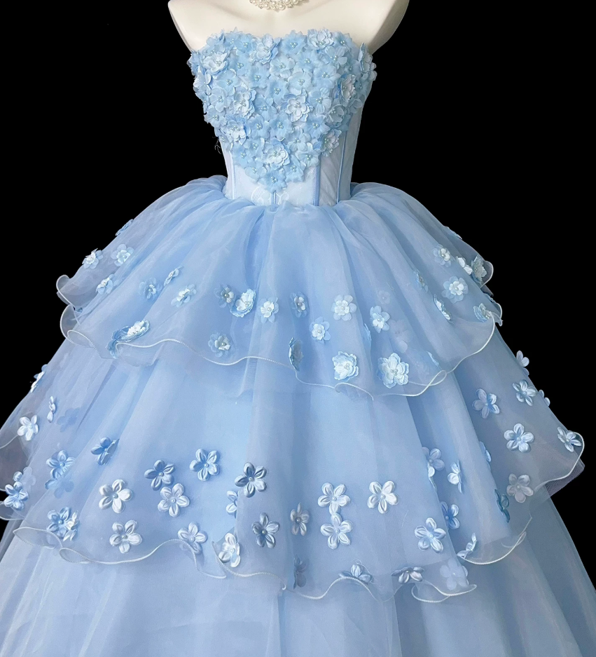 Robe de bal de princesse bustier à volants en satin long, robe de soirée C8117