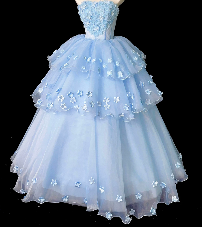 Robe de bal de princesse bustier à volants en satin long, robe de soirée C8117