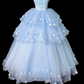 Robe de bal de princesse bustier à volants en satin long, robe de soirée C8117