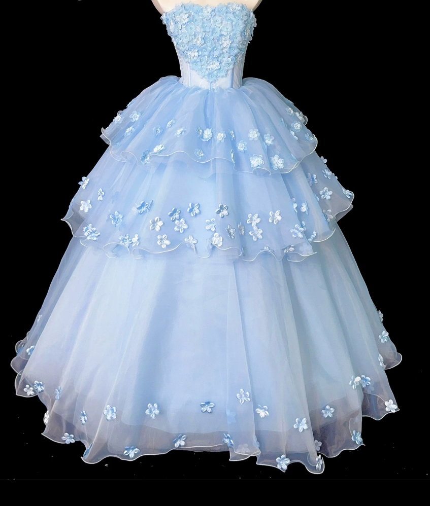 Robe de bal de princesse bustier à volants en satin long, robe de soirée C8117