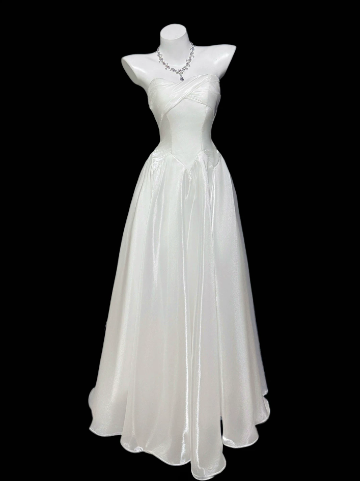 Robe de bal de princesse bustier à volants en satin long, robe de soirée C8117