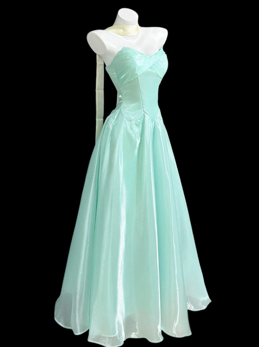 Elegant Strapless Prom Dress Satin A-Line Evening Dress C9897