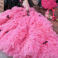 Robe de bal de princesse bustier à volants en satin long, robe de soirée C8117