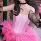 Robe de bal de princesse bustier à volants en satin long, robe de soirée C8117