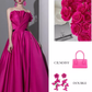 Robes de bal longues en satin sans bretelles simples ligne A C98
