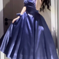 Graceful Spaghetti Straps Homecoming Dress Blue Satin A-Line Birthday Dress C9900
