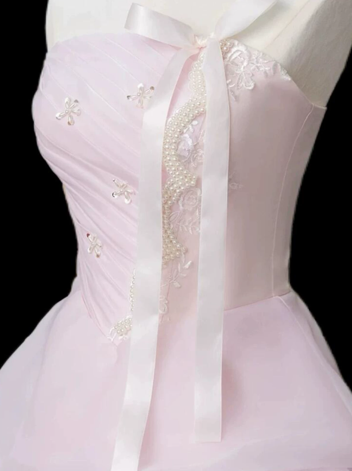 Robe de bal de princesse bustier à volants en satin long, robe de soirée C8117