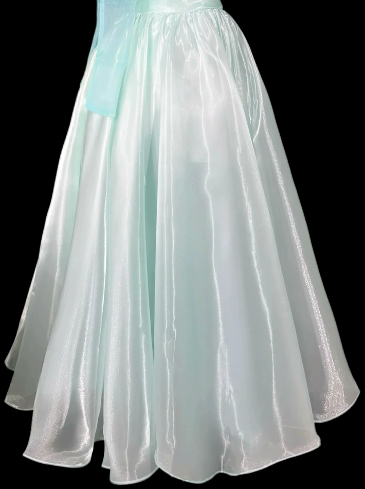 Robe de bal de princesse bustier à volants en satin long, robe de soirée C8117