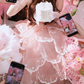 Fascinating Strapless Prom Dress Pink Sequins Tiered A-Line Evening Dress C9904