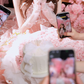 Fascinating Strapless Prom Dress Pink Sequins Tiered A-Line Evening Dress C9904