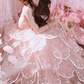 Fascinating Strapless Prom Dress Pink Sequins Tiered A-Line Evening Dress C9904