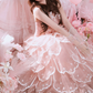 Fascinating Strapless Prom Dress Pink Sequins Tiered A-Line Evening Dress C9904