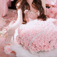 Fascinating Strapless Prom Dress Pink Sequins Tiered A-Line Evening Dress C9904