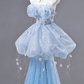 Dreamy Strapless Blue Prom Dress Appliques Tulle Mermaid  Evening Dress C9907