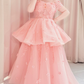 Robe de bal de princesse bustier à volants en satin long, robe de soirée C8117