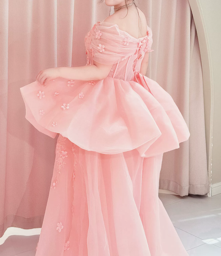Robe de bal de princesse bustier à volants en satin long, robe de soirée C8117