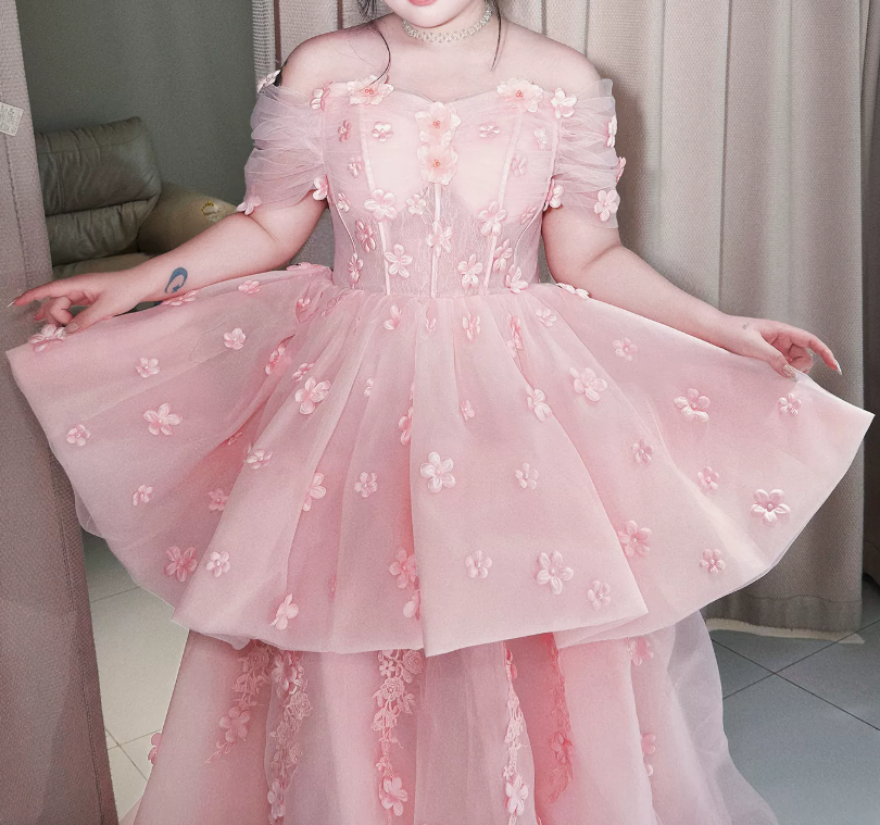 Robe de bal de princesse bustier à volants en satin long, robe de soirée C8117