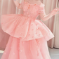 Robe de bal de princesse bustier à volants en satin long, robe de soirée C8117