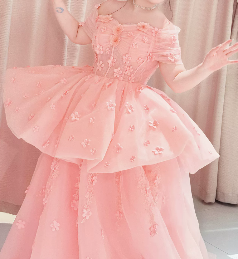Robe de bal de princesse bustier à volants en satin long, robe de soirée C8117