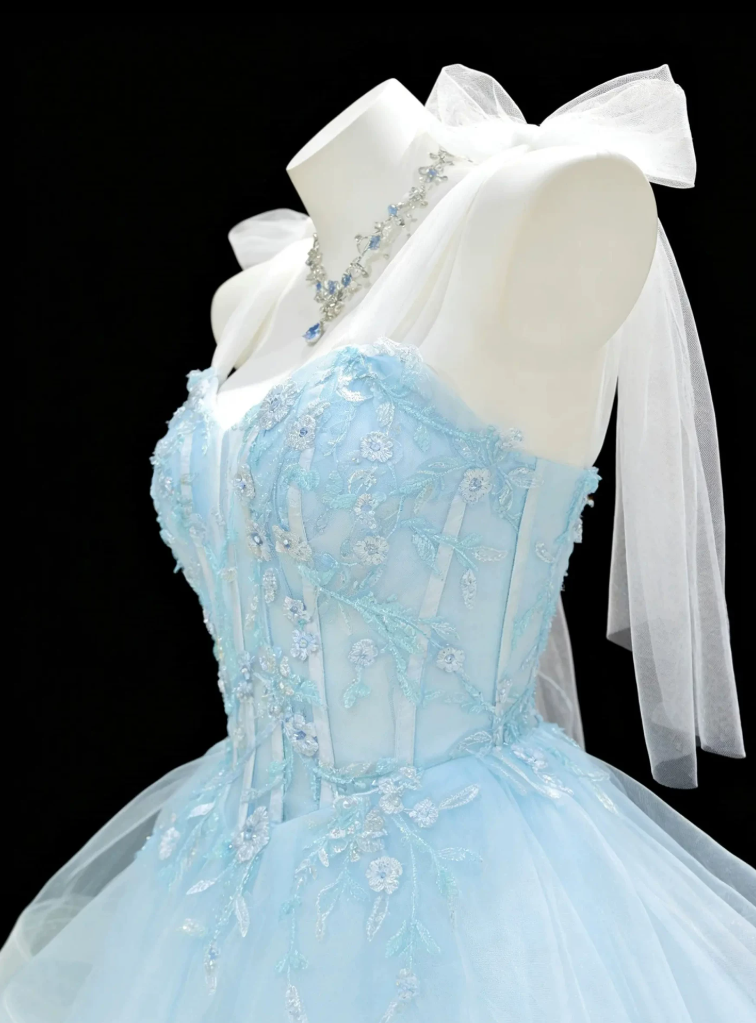 Glam Spaghetti Straps Homecoming Dress Blue Sequins Tulle A-Line Birthday Dress C9912