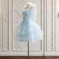 Glam Spaghetti Straps Homecoming Dress Blue Sequins Tulle A-Line Birthday Dress C9912