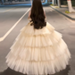 Robe de bal de princesse bustier à volants en satin long, robe de soirée C8117