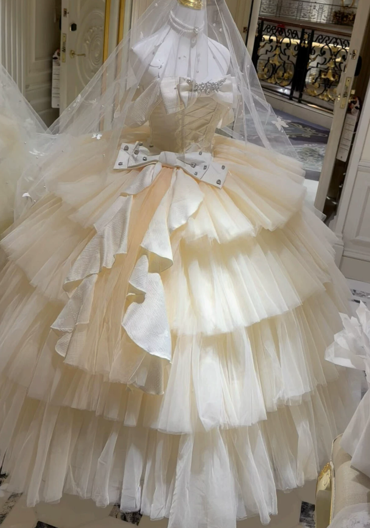 Robe de bal de princesse bustier à volants en satin long, robe de soirée C8117