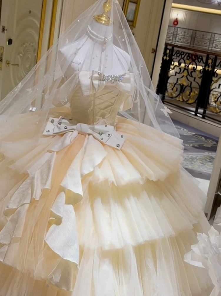 Robe de bal de princesse bustier à volants en satin long, robe de soirée C8117