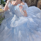 Robe de bal de princesse bustier à volants en satin long, robe de soirée C8117