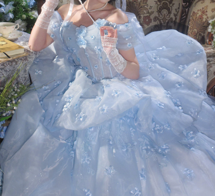 Robe de bal de princesse bustier à volants en satin long, robe de soirée C8117