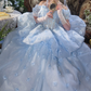 Robe de bal de princesse bustier à volants en satin long, robe de soirée C8117