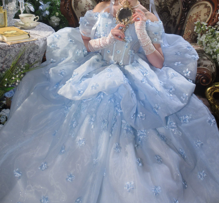 Robe de bal de princesse bustier à volants en satin long, robe de soirée C8117