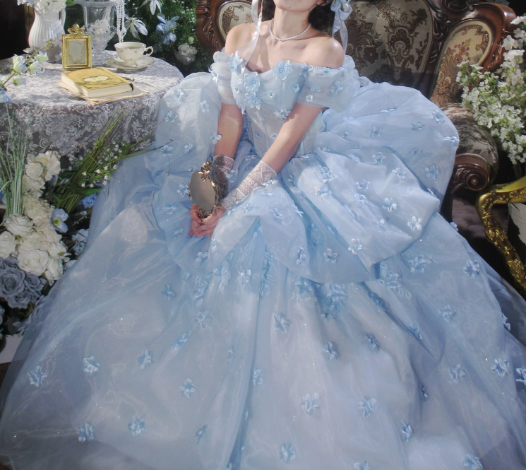 Robe de bal de princesse bustier à volants en satin long, robe de soirée C8117