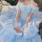 Robe de bal de princesse bustier à volants en satin long, robe de soirée C8117