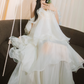 Chic Off-Shoulder Wedding Dresses Tiered Ruffles A-Line Bridal Dress C9918