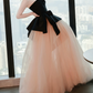 Vintage Strapless Black & Pink Prom Dress Tulle A-Line Evening Dress C9919