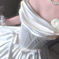 Graceful Off-Shoulder Satin Prom Dress White A-Line Evening Dress C9921