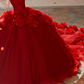 Robe de bal de princesse bustier à volants en satin long, robe de soirée C8117