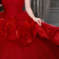 Robe de bal de princesse bustier à volants en satin long, robe de soirée C8117