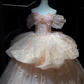 Robe de bal de princesse bustier à volants en satin long, robe de soirée C8117