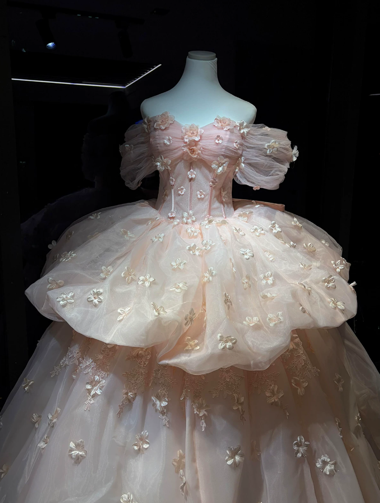 Robe de bal de princesse bustier à volants en satin long, robe de soirée C8117